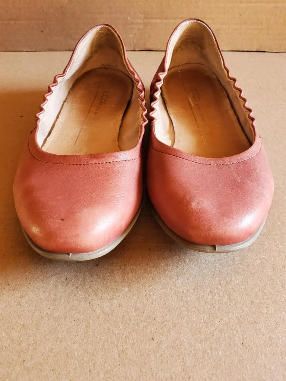 Ecco Incise Enchant Ballet Flats Shoes Women's Size 8 US 39 EU Rose Pink Leather